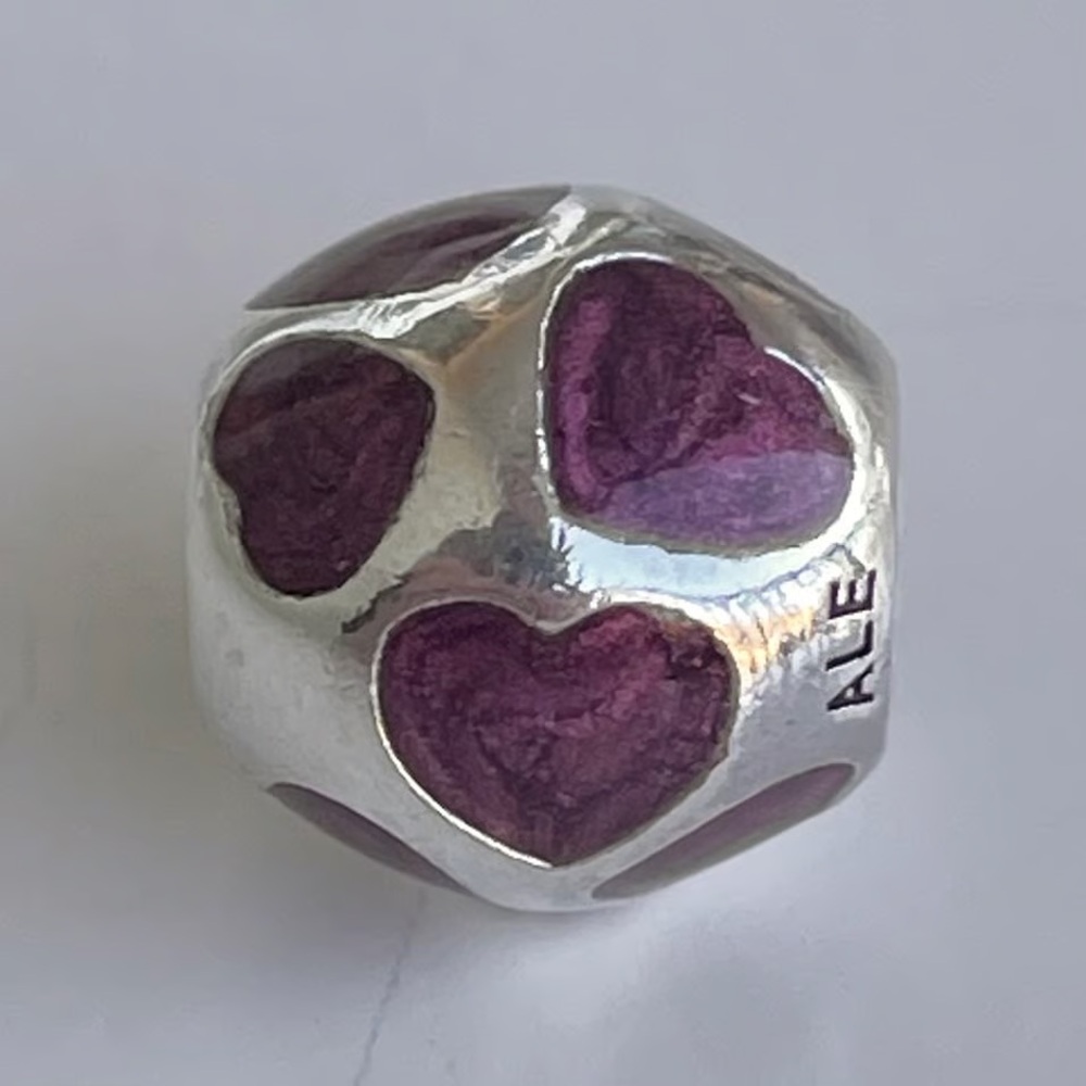 Pandora Violet Love You Hearts Enamel Charm